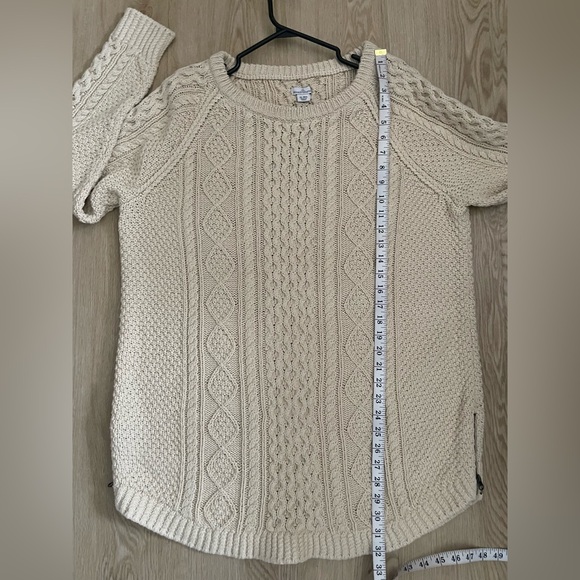 LL Bean Signature XL Cotton Fisherman Cable Knit Tunic Sweater Beige NWT - Picture 10 of 14